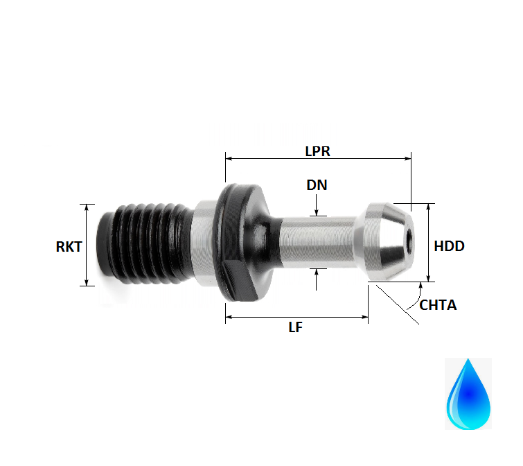 BT50 60Degree M24 Thread Hollow Through Coolant Pull Stud (without O-Ring)